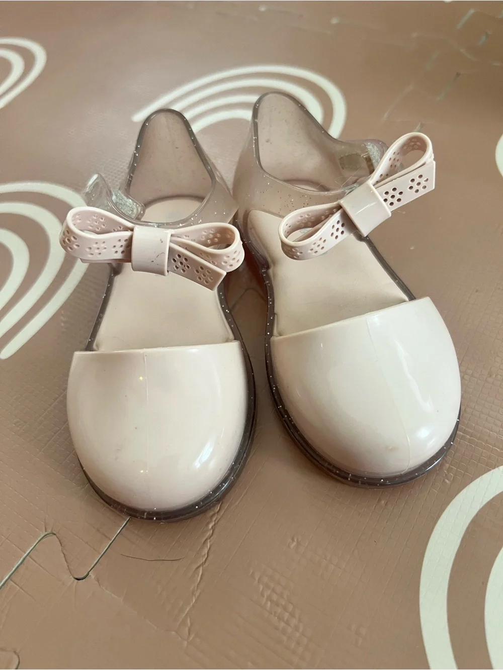 Mini Melissa Girls' Patent Bow Jelly Flats - Light Pink